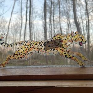 Suncatcher Acrylic Cheetah Wild Cat Animal 8” Kitten Wildlife Decor 8”